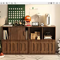 Modern Wooden Bookcase With Books Decorative Items Potted Plant Bowl Of Fruits And Cabinet Doors