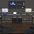 Modern Gaming Desk Setup With Dual Monitors RGB Lighting And Peripherals