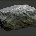 Natural Gray Stone Rock With Rough Textured Surface And Mossy Green Base
