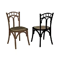 Classic Design Dining Chairs With Arched Cutout Backrest And Light Padded Seat In Two Tone Wood
