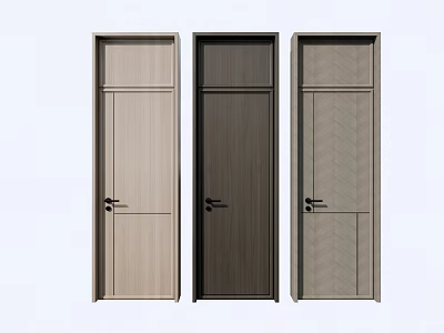Modern Flush Doors with Various Wood Grain Patterns and Sleek Designs for Home Interior 3d model