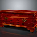 Classic Red Wooden Chest Furniture With Brass Clasps And Carved Legs Design