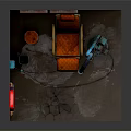 Industrial Recliner Chair With Robotic Arm Graffiti Wall And Damp Floor Setting