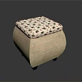 Natural Wicker Single Chair With White Floral Pattern Cushion And Handwoven Design