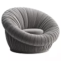Cocoon Shaped Pleated Lounge Chair In Light Gray With Neutral Color Options