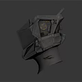 Gray Geometric Mechanical Helmet Model With Angular Design And Sci Fi Elements