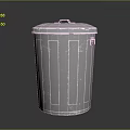 Durable Metal Trash Can With Lid And Striped Design For Indoor Outdoor Use