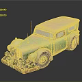Vintage Retro Car With Light Green Body Pink Roof Green Wheels And Round Headlights