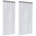 Transparent Door Curtain Made Of Clear PVC With Striped Design And Metal Installation Hooks
