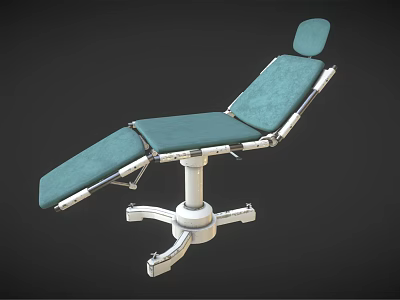 Adjustable Medical Examination Table With Green Padded Surface And Metal Support Frame 3d model