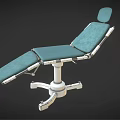 Adjustable Medical Examination Table With Green Padded Surface And Metal Support Frame
