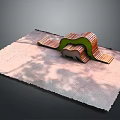 Curved Wooden Landscape Structure With Green Covering On Sandy Textured Ground