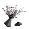 Stylish Black Vases With Dried Plants For Modern Home Decoration