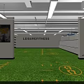 Leisure Fitness Gym With Green Turf Floor Yellow Training Markings And Fun Fitness Poster