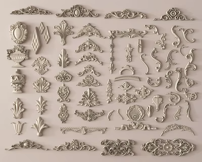Collection Of Various Decorative Carvings Intricate Patterns Ornamental Elements For Home And Furniture 3d model