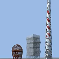 Modern Spiral Tower Design With Glass Structure Metal Frame And Decorative Dome