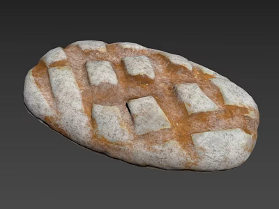 Freshly Baked Artisan Bread With Crusty Surface And Diamond Score Pattern 3d model