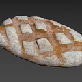Freshly Baked Artisan Bread With Crusty Surface And Diamond Score Pattern 3d model