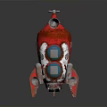 Unique Red and White Space Rocket Featuring Blue Windows For Space Exploration