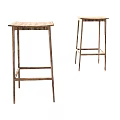 Modern Wooden Top Bar Stools With Metal Legs For Kitchen Bar Area Decor