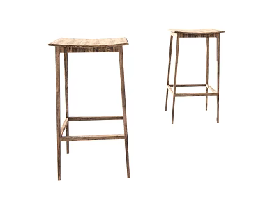 Modern Wooden Top Bar Stools With Metal Legs For Kitchen Bar Area Decor 3d model