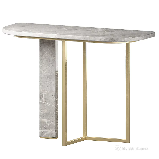 Modern Marble Console Table With Gold Metal Frame And Sleek Design 3d model