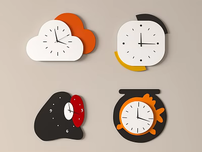Creative Decorative Clocks With Various Shapes And Colorful Design Features 3d model Creative Decorative Clocks With Various Shapes And Colorful Design Features 3d model