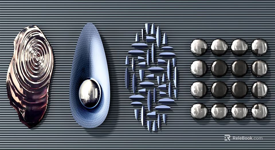 Modern Wall Decor With Geometric Shapes Metallic Accents And Abstract Patterns 3d model 