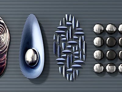 Modern Wall Decor With Geometric Shapes Metallic Accents And Abstract Patterns 3d model