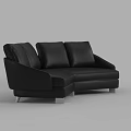 Black Leather Sectional Sofa Modern Spacious Design For Living Room 3d model