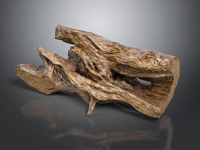Natural Rustic Wooden Sculpture With Organic Shape And Intricate Wood Grain Details 3d model