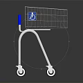 Accessible Shopping Cart With White Frame Blue Handles Metal Mesh Basket And Wheels