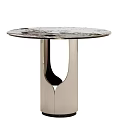 Round Top Coffee Table With Marble Surface And Modern Metal Legs Design