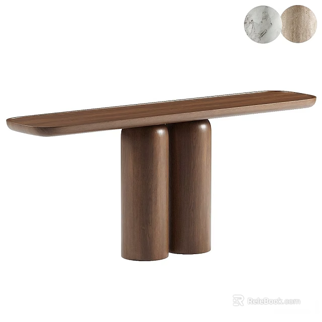 Modern Wooden Console Table With Two Cylindrical Legs And Minimalist Design 3d model 