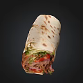 Appetizing Grilled Beef Wrap With Fresh Vegetables And Soft Tortilla