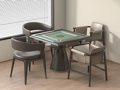 Modern Entertainment Table With Green Playing Surface And Four Chairs In Indoor Setting 3d model