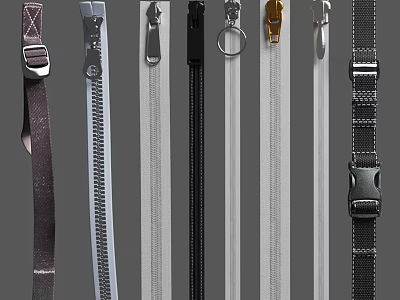 Various Hardware Tools Including Zippers Buckles And Different Metal Accessories Designs 3d model