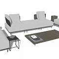 Modern Outdoor Sofa Set With Cushions Side Tables And Decorative Rug