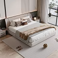 Double Bed Interior Design With Bedside Tables Pendant Lights Large Windows Wooden Floor And Rug