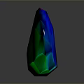 Colorful Polyhedron Crystal With Multiple Red Green Yellow Facets On Dark Background