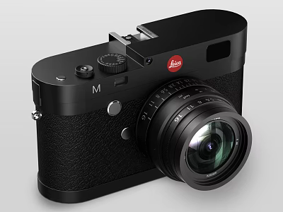 Leica M Digital Camera Featuring Black Body Leather Finish And Prime Lens 3d model