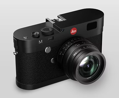 Leica M Digital Camera Featuring Black Body Leather Finish And Prime Lens 3d model