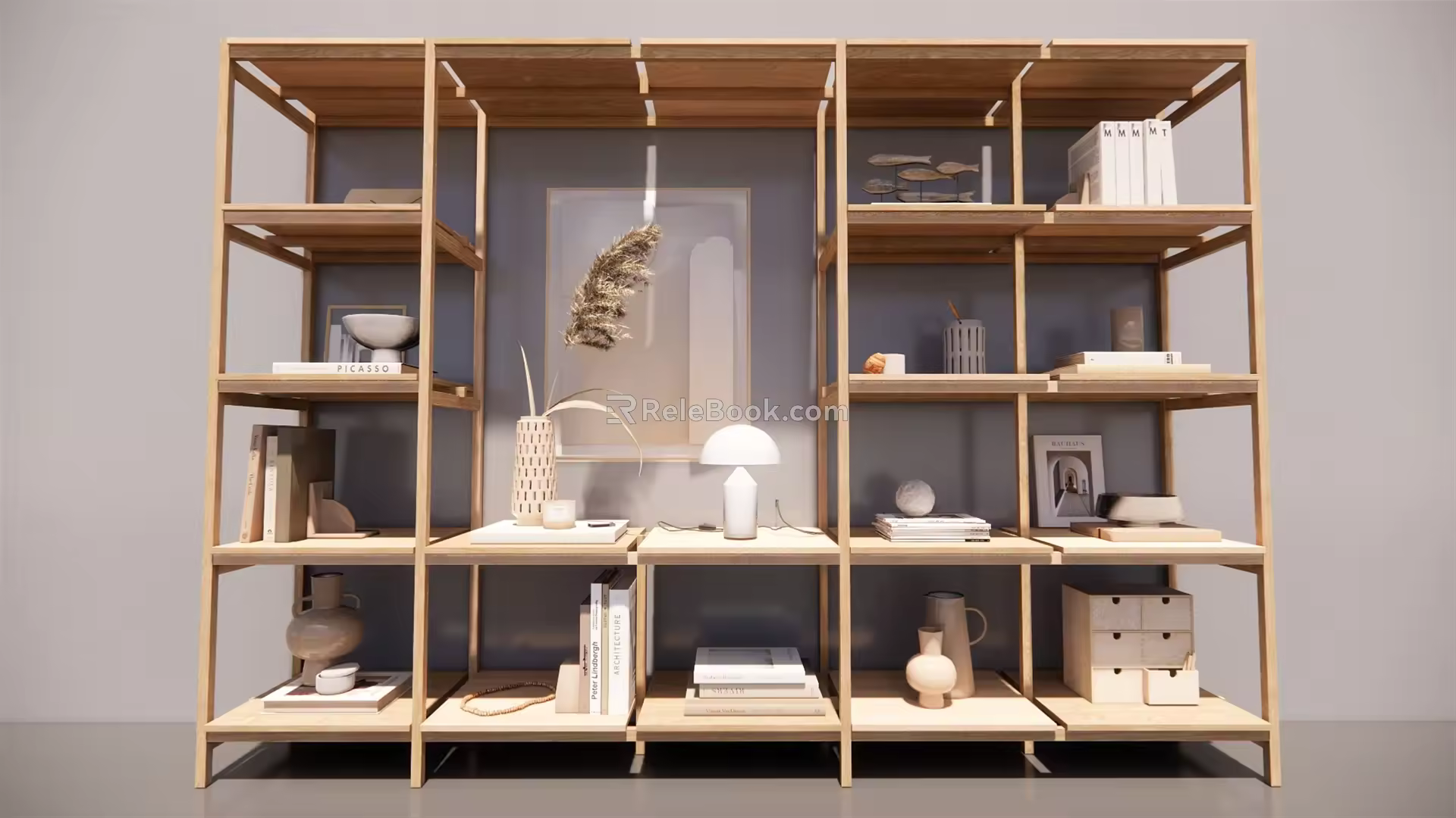 Bookshelf Bookcase Ornaments Decorative Rack Ornaments Combination 3d model