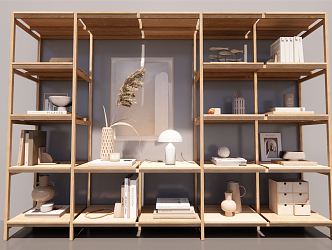 Bookshelf Bookcase Ornaments Decorative Rack Ornaments Combination 3d model