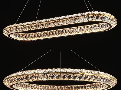 Luxury Crystal Ring Shaped Chandelier With Gold Frame And Sparkling Design 3d model