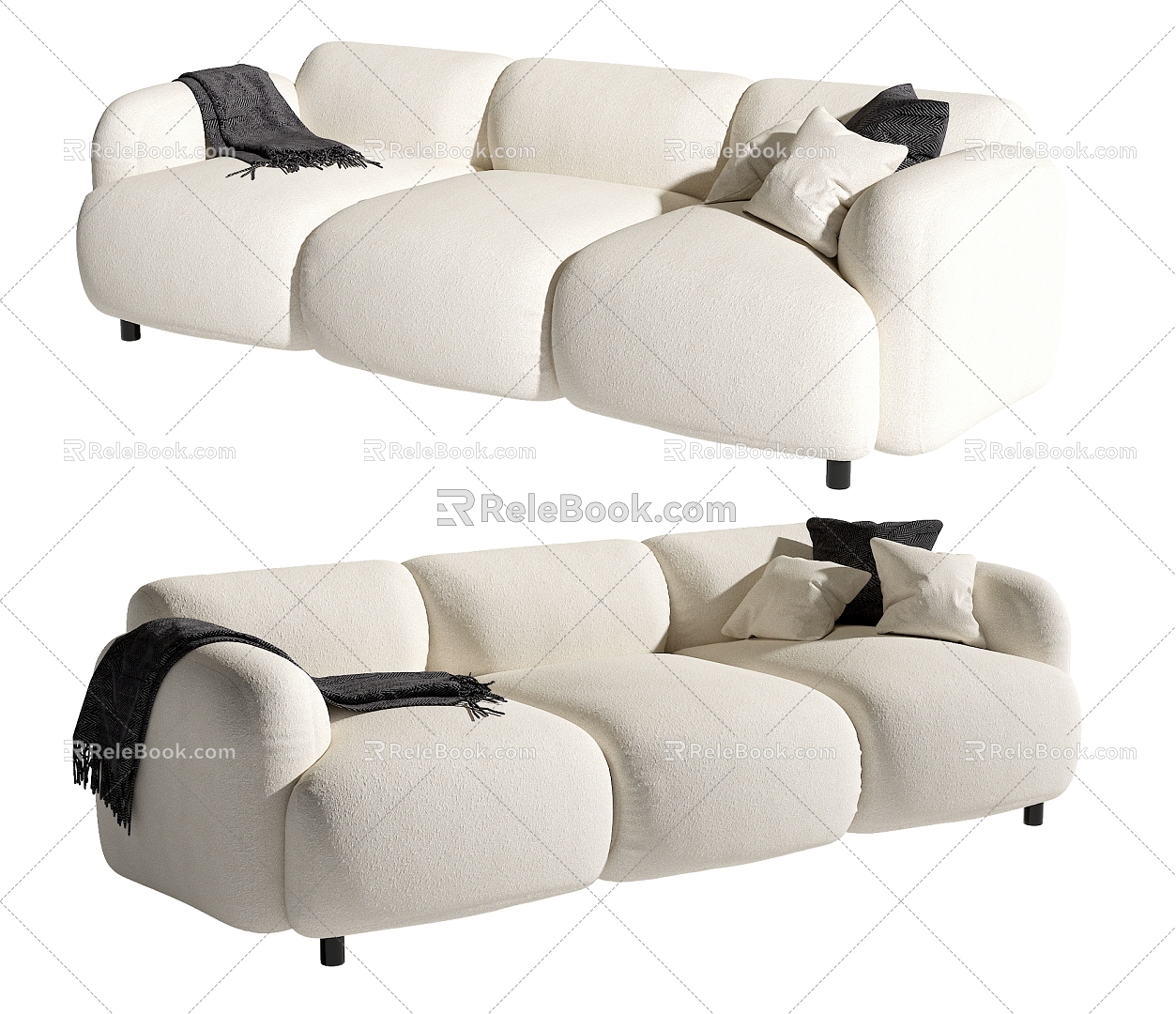 Three-seat sofa 3d model