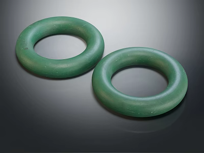 Two Durable Green Circular Rings For Sports Equipment Fitness Training 3d model