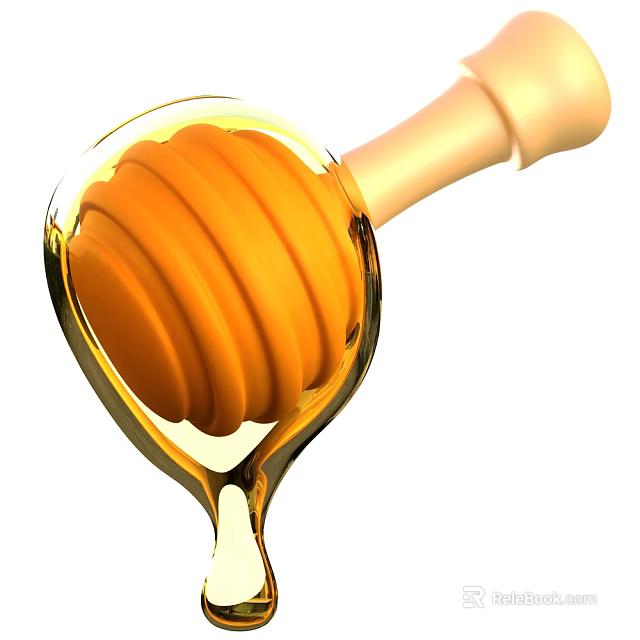Natural Honey Spoon Dripping Sweet Syrup For Refreshing Beverages 3d model 