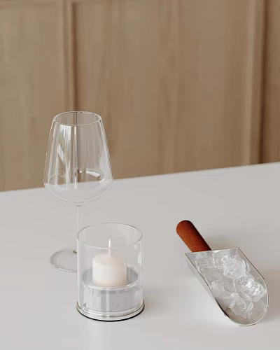 Decorative Ornament Set With Wine Glass Candle And Ice Mold For Tabletop 3d model