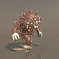 Creepy Monster Character With Multiple Eyes Tentacles And White Limbs 3d model